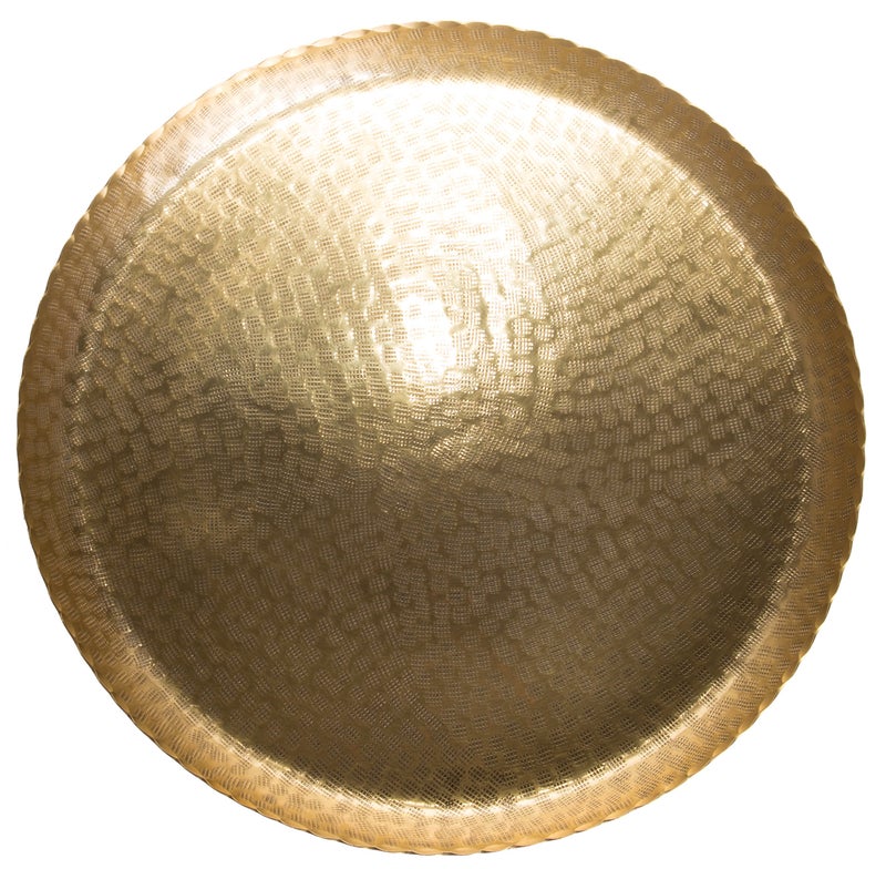 Red Co. 20â€ Large Round Decorative Antique Gold-Tone Aluminum Display and Serving Centerpiece Tray - Image 2